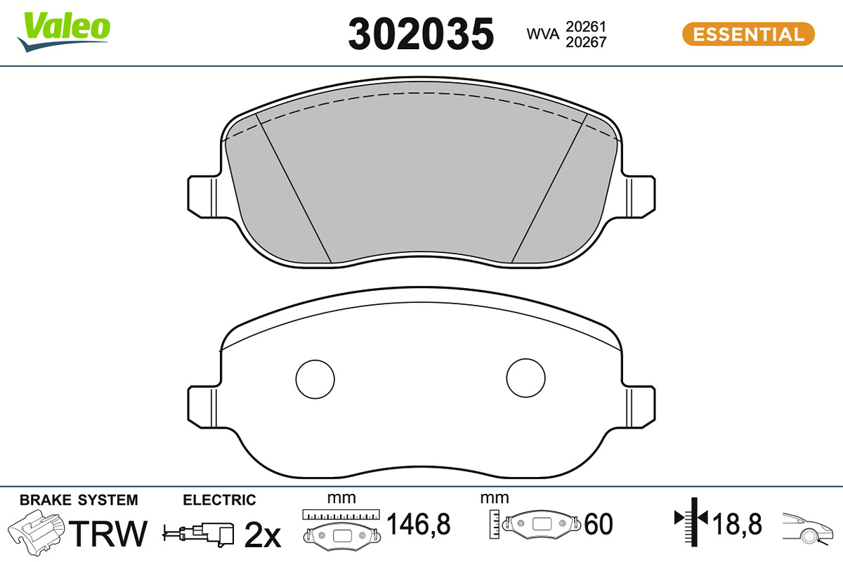 Kit pastiglie freno, Freno a disco - 302035 VALEO